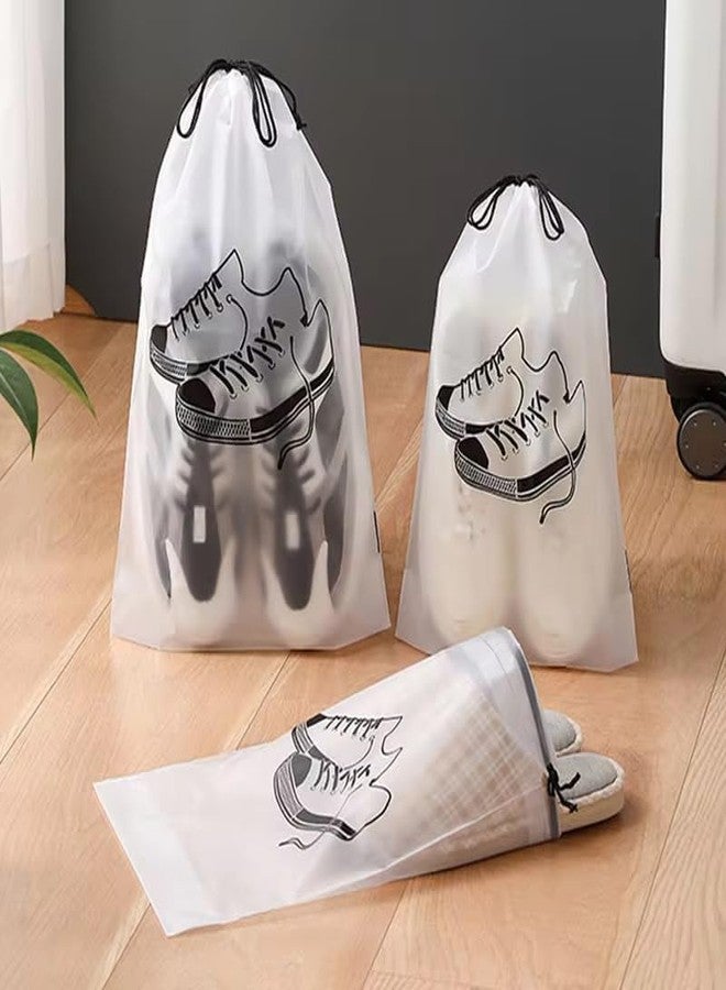 ISTORE Clear Travel Shoe Bag Waterproof Drawstring Organizer, Dustproof PVC Shoe Storage Pouch for Gym & Luggage, See-Through Travel Essentials for Men & Women, Pack of 6 - Image 2